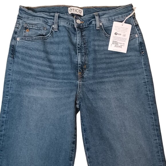 NEW Etica Denim Anya High Rise Modern Flare Jeans Northport Size 32‎ Raw Hem - Picture 4 of 16